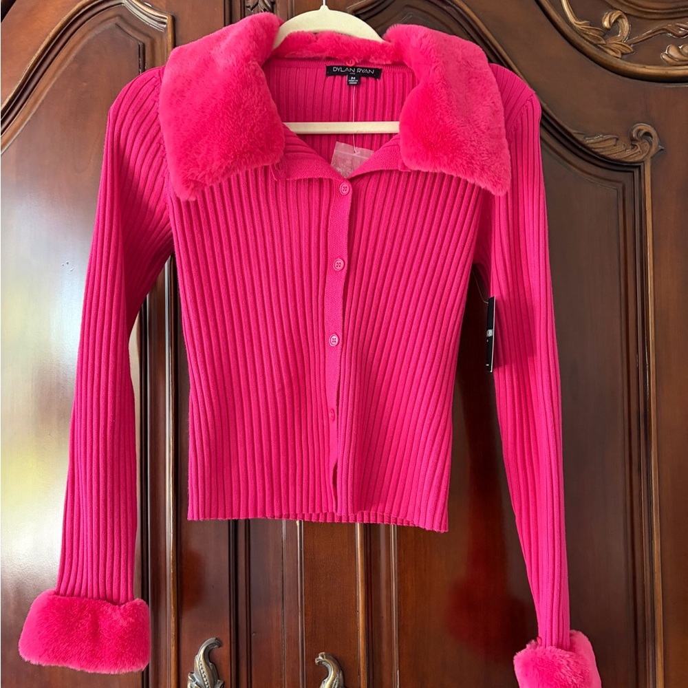 Dolls Kill Pink Ribbed Cardigan